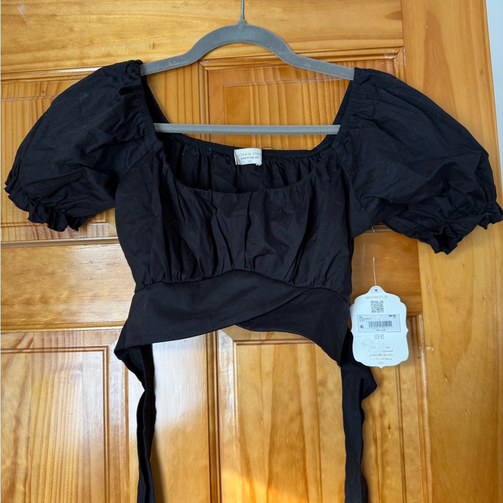 Altar'd State Black Puff Sleeve Blouse